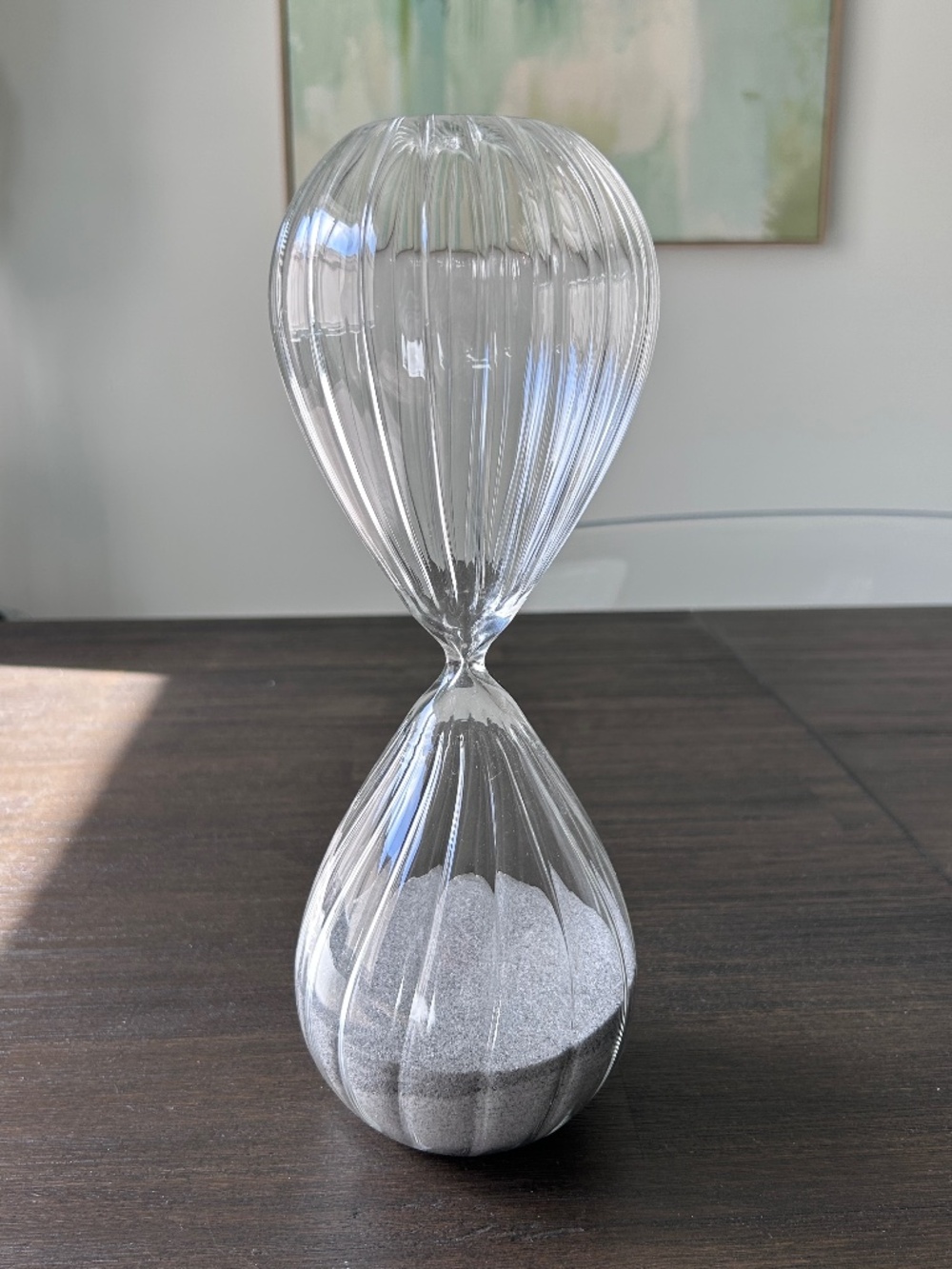 Modern Ribbed Glass 2 Hour Hourglass Sand Timer